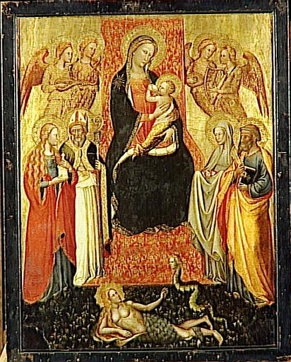 LA VIERGE ET L'ENFANT ENTOURES DE QUATRE ANGES ET QUATRE SAINTS_0