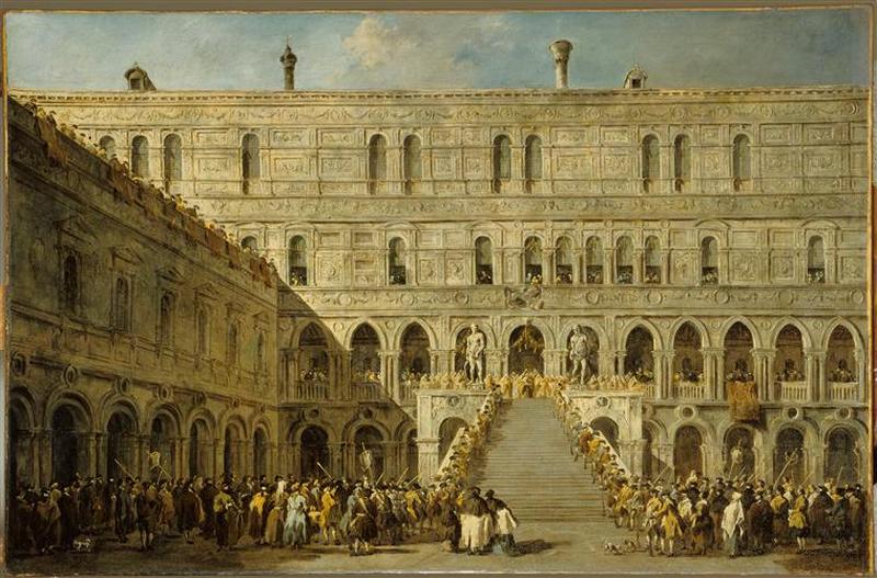 LE COURONNEMENT DU DOGE DE VENISE SUR L'ESCALIER DES GEANTS AU PALAIS DUCAL DE VENISE_0