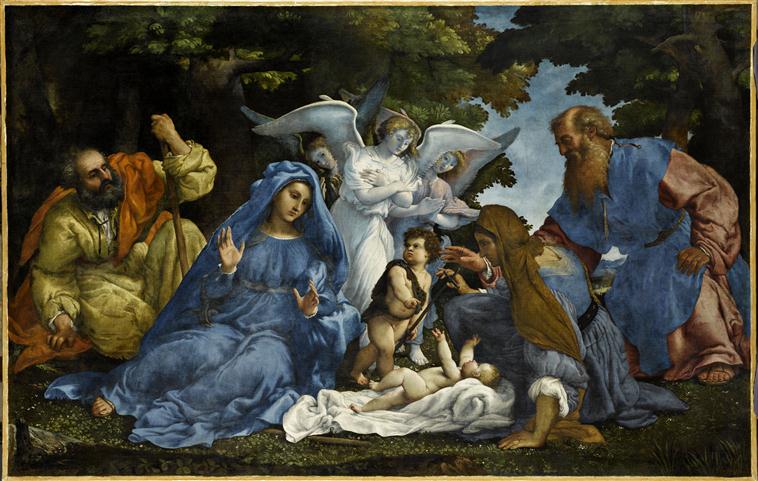 L'ADORATION DE L'ENFANT JESUS AVEC LA VIERGE MARIE ET JOSEPH, ELISABETH ET JOACHIM ET TROIS ANGES ; OU LA RECONNAISSANCE DE LA NATURE DIVINE DE L'ENFANT JESUS_0