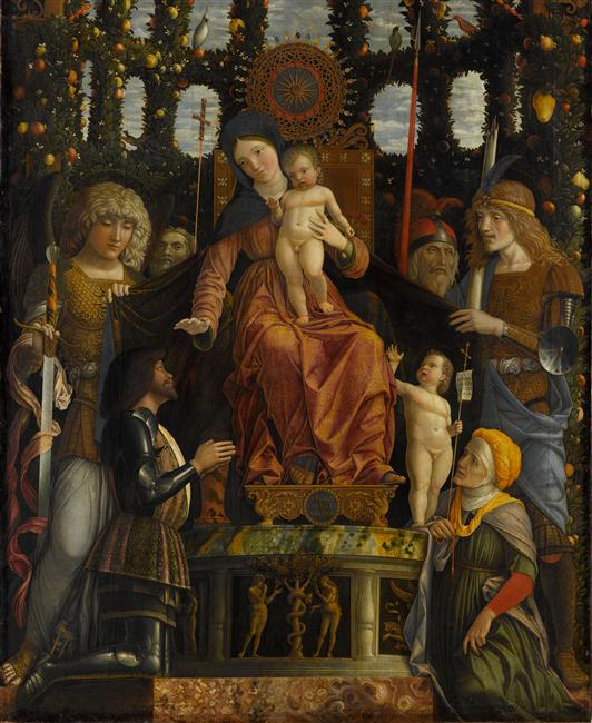 LA VIERGE ET L'ENFANT ENTOURES DE SIX SAINTS ET ADORES PAR GIAN-FRANCESCO II GONZAGA ; DITE LA VIERGE DE LA VICTOIRE_1