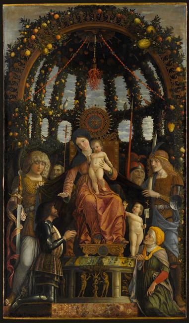 LA VIERGE ET L'ENFANT ENTOURES DE SIX SAINTS ET ADORES PAR GIAN-FRANCESCO II GONZAGA ; DITE LA VIERGE DE LA VICTOIRE_0