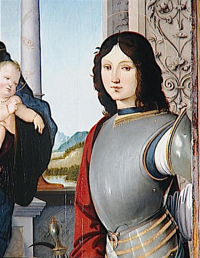 LA VIERGE ET L'ENFANT ENTOURES DE SAINT BENOIT ET SAINT QUENTIN, ET DEUX ANGES_11