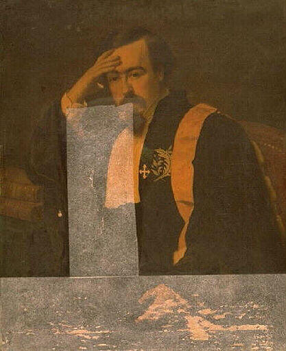 Portrait d'homme assis, le bras droit appuyé sur deux volumes reliés de Jerôme Savanarole et d'Etienne Marcel_0