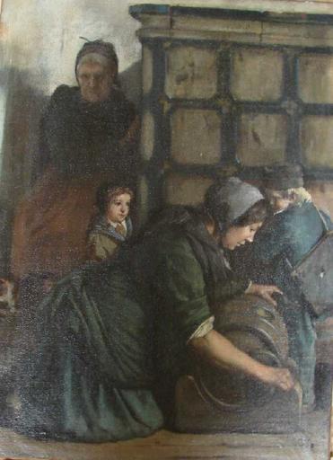 Marie-Anne Henner barattant le beurre (recto) ; Tête d'homme (verso)_0