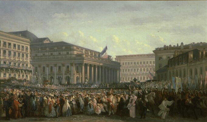 Place de la Comédie pendant les fêtes de la charité, Charles Donzel, 1853