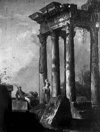 Personnages dans les ruines d'un temple ; Ruines romaines avec figures (ancien titre) ; Ruines d'un temple corinthien avec figures (ancien titre) ; Paysage (ancien titre)_0