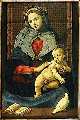 LA VIERGE ET L'ENFANT A LA COLOMBE ; DIT A TORT LA VIERGE AU PIGEON_0