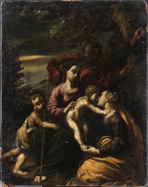 LA SAINTE FAMILLE AVEC LE PETIT SAINT JEAN-BAPTISTE ET SAINTE CATHERINE_0