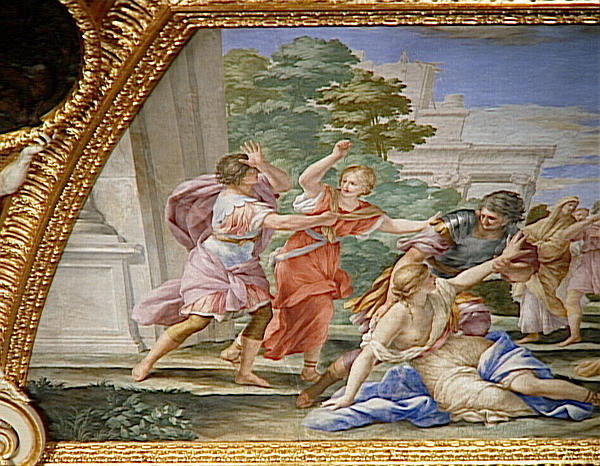 LA POESIE ET L'HISTOIRE CELEBRANT LES EXPLOITS DE ROME ; MUCIUS SCAEVOLA ; L'ENLEVEMENT DES SABINES ; LES DEPUTES DU SENAT APPORTANT LA POURPRE A CINCINNATUS ; LA CONTINENCE DE SCIPION_4