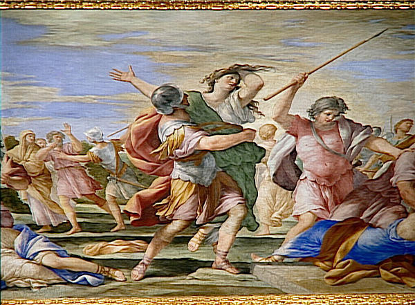 LA POESIE ET L'HISTOIRE CELEBRANT LES EXPLOITS DE ROME ; MUCIUS SCAEVOLA ; L'ENLEVEMENT DES SABINES ; LES DEPUTES DU SENAT APPORTANT LA POURPRE A CINCINNATUS ; LA CONTINENCE DE SCIPION_7