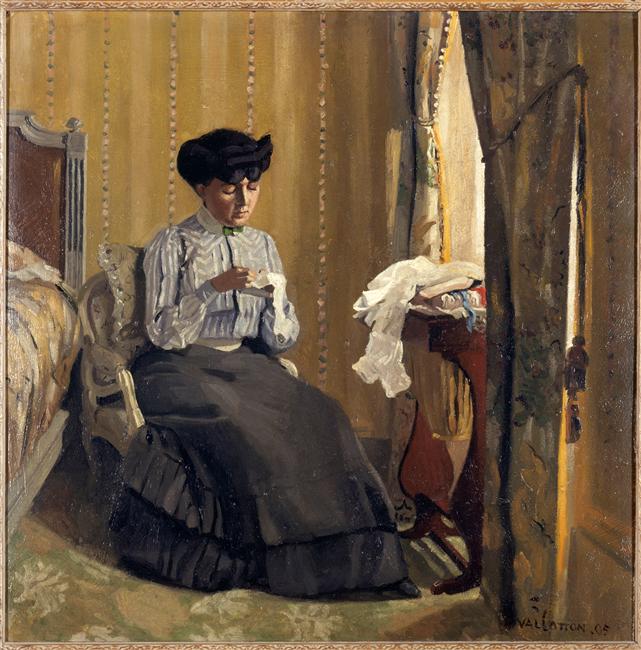 FEMME COUSANT DANS UN INTERIEUR, Félix Vallotton, 1905