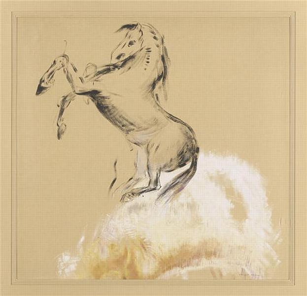 Cheval cabre sur une cime_0