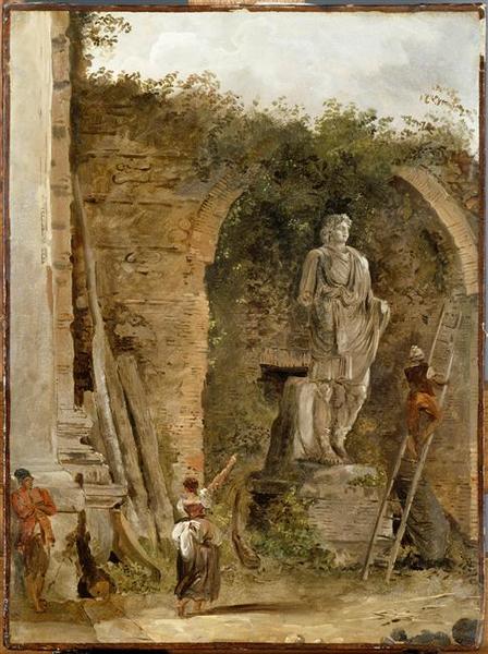 PAYSAGE AVEC UNE STATUE DANS UNE NICHE_0