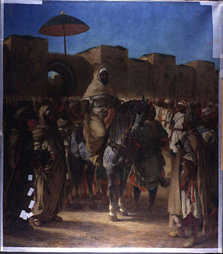 Muley-Abd-Err-Rahman, sultan du Maroc, sortant de son palais de Meniquez, entouré de sa garde et de ses principaux officiers (mars 1832)_0