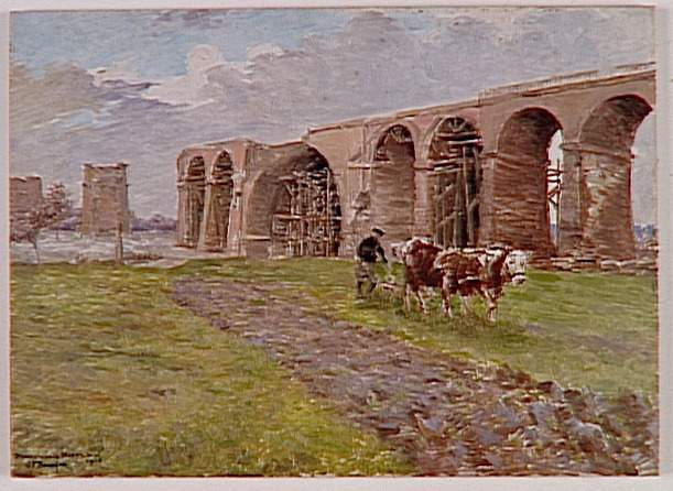 Chasseur Alpin labourant devant un viaduc de Dannemarie ; mai 1916_0