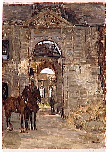 La porte de l'Evêché de Verdun en partie détruite, juin 1917 ; Le cloître de l'évêche ; Verdun ; 1917 (autre titre)_0