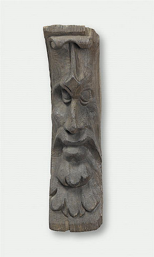 CORBEAUX D'UNE CHARPENTE : MASQUE D'HOMME GRIMAÅANT_0