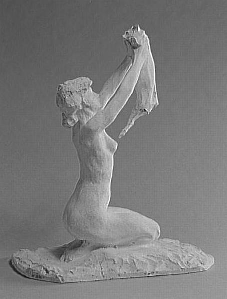 FEMME NUE A GENOUX SOULEVANT UN CHAT_1