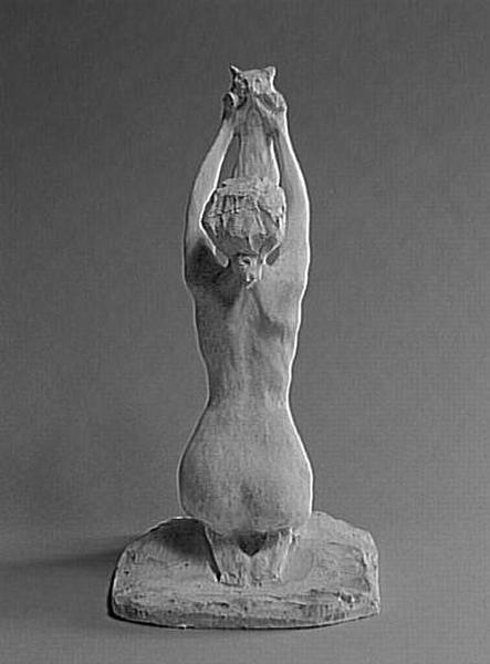 FEMME NUE A GENOUX SOULEVANT UN CHAT_3