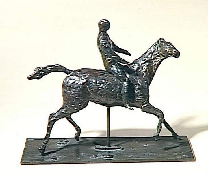 CHEVAL AU GALOP TOURNANT LA TETE A DROITE ; JOCKEY_0