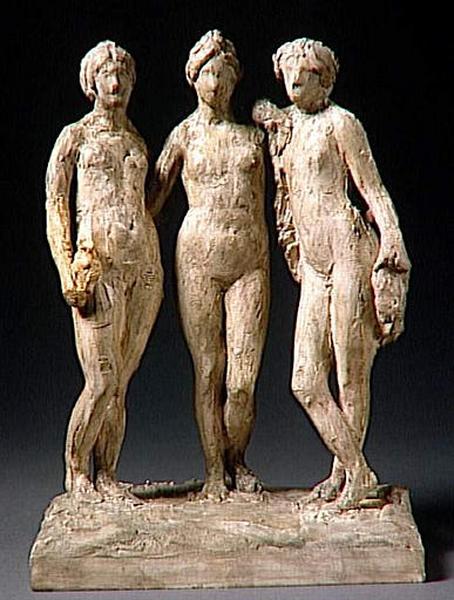 TRES IN UNA OU IDEAL DU NU FEMININ DANS L'ART SELON LES MAITRES DE LA RENAISSANCE (FIGURE DE GAUCHE), SELON LES ANTIQUES (FIGURE DU MILIEU), SELON LES MODERNES (FIGURE DE DROITE)_0