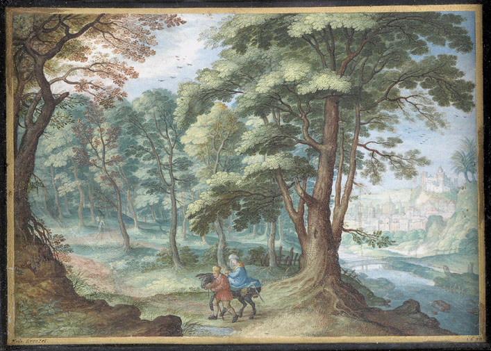 Paysage fluvial avec la Fuite en Egypte, Friedrich Brentel, 1638