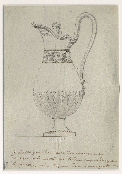 Burette à vin ; Dessin d'orfèvrerie, Guillaume Gerock, 4e quart 18e siècle