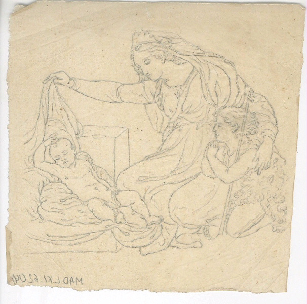 Vierge à l'Enfant avec saint Jean Baptiste ; Dessin d'orfèvrerie, Joachim-Friedrich II Kirstein, 1840,1860