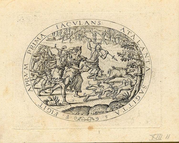 Suite de sujets mythologiques ; Atalante et Méléagre poursuivant le sanglier de Calydon_0