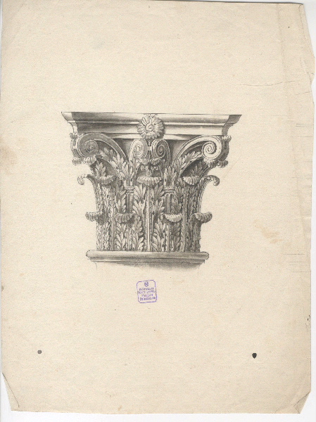 Etude de chapiteau ; Dessin d'orfèvrerie, Johann Jacob Kirstein, 18e siècle, 19e siècle