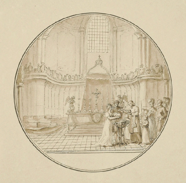 Baptême dans le choeur de la cathédrale de Strasbourg ; Dessin d'orfèvrerie ; Album de dessins d'orfèvrerie_0