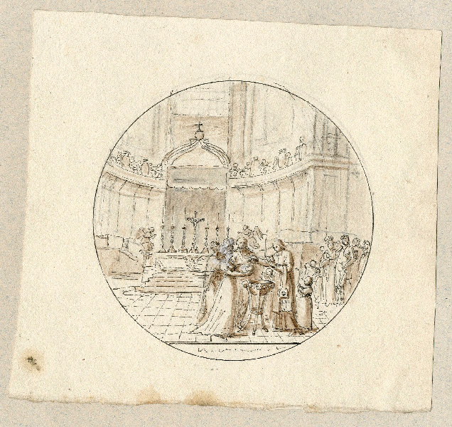 Baptême dans le choeur de la cathédrale de Strasbourg ; Dessin d'orfèvrerie ; Album de dessins d'orfèvrerie_1