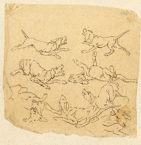 Chiens de chasse ; Dessin d'orfèvrerie_0