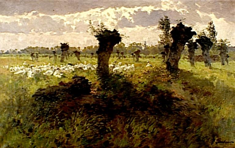 Troupeau d'oies dans la forêt du Rhin ; Gänseherde im Rheinwalde (Traduction)_0