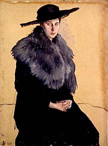 Etude de femme ; Bildnis einer Dame mit grossem Hut und Nerzstola (Titre attribué)_0