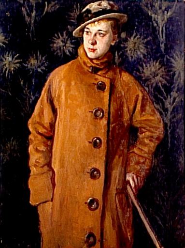 Etude de femme ; Miss Mary in Orangefarbenem Mantel (Titre attribué)_0