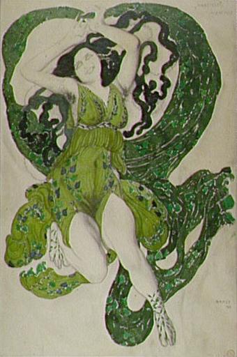 Ballet de Diaghilev - Nymphe ; Dessin de costume pour le ballet en un acte 'Narcisse' de Diaghilev (Sous-titre)_0