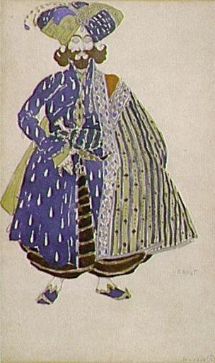 Ballet de Diaghilev - Le Shah Zeman ; Dessin de costume pour le ballet en un acte, 'Shéhérazade', Paris (Sous-titre)_0