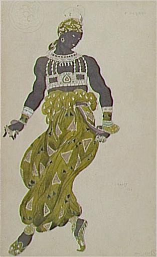 Ballet de Diaghilev - Nègre doré ; Dessin de costume pour 'Shéhérazade', ballet de Diaghilev, Paris, 1910 (Sous-titre)_0