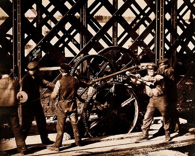 Construction du pont de chemin de fer sur le Rhin_0