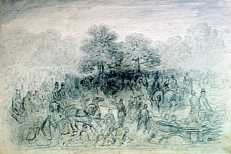 Hyde Park ; Promenade au bois (Titre attribué) ; Projet de dessin non publié pour 'London, a Pilgrimage' paru en 1872 (Sous-titre)_0