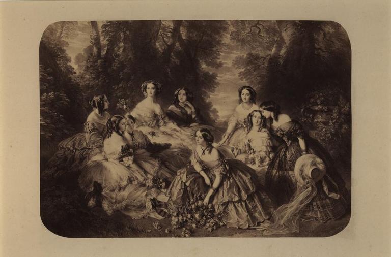 L'Impératrice Eugénie et ses Dames d'honneur, reproduction d'un tableau de Winterhalter._0