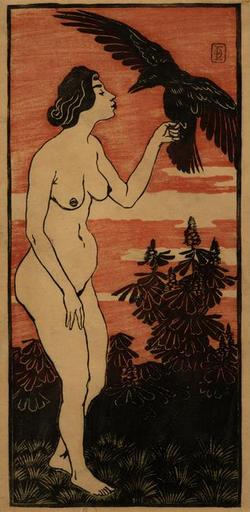 Femme au corbeau, Otto Eckmann, 1896 vers