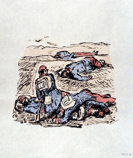 Schlachtfeld mit Totem und Verwundeten ; Champ de bataille avec des morts et des blessés (Traduction)_0