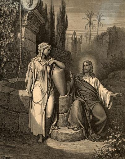 Illustration pour la 'Sainte Bible', Jésus et la Samaritaine_0