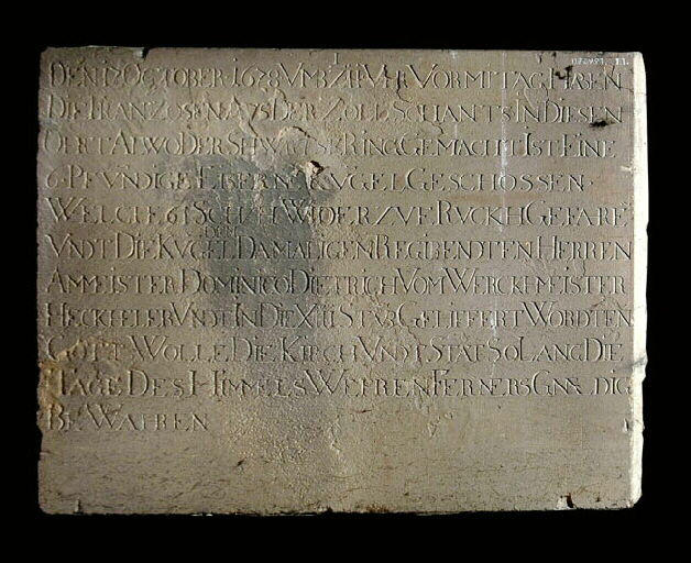 Plaque à inscription, 1678