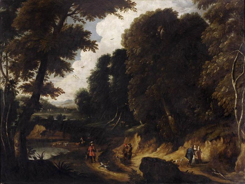 Paysage avec chasseurs et bergers, Jacques d' Arthois, 17e siècle