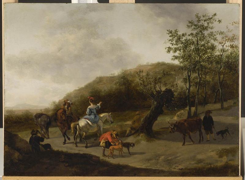 Paysage avec chasseurs et paysans_0