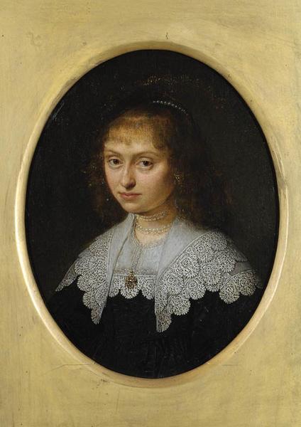Portrait d'une jeune femme ; Portrait d'une dame à grand col de dentelle (autre titre), Bartholomeus van der Helst, 17e siècle