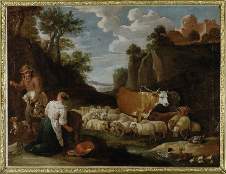 Paysage avec bergers et troupeau_0